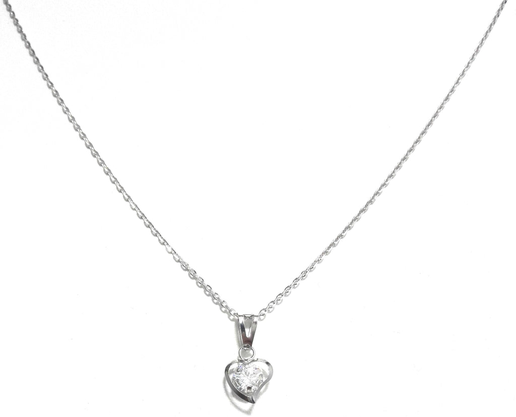 Collana con pendente a cuore donna Damiata Gioielli in oro biaco e zircone 94/9/102+321/102