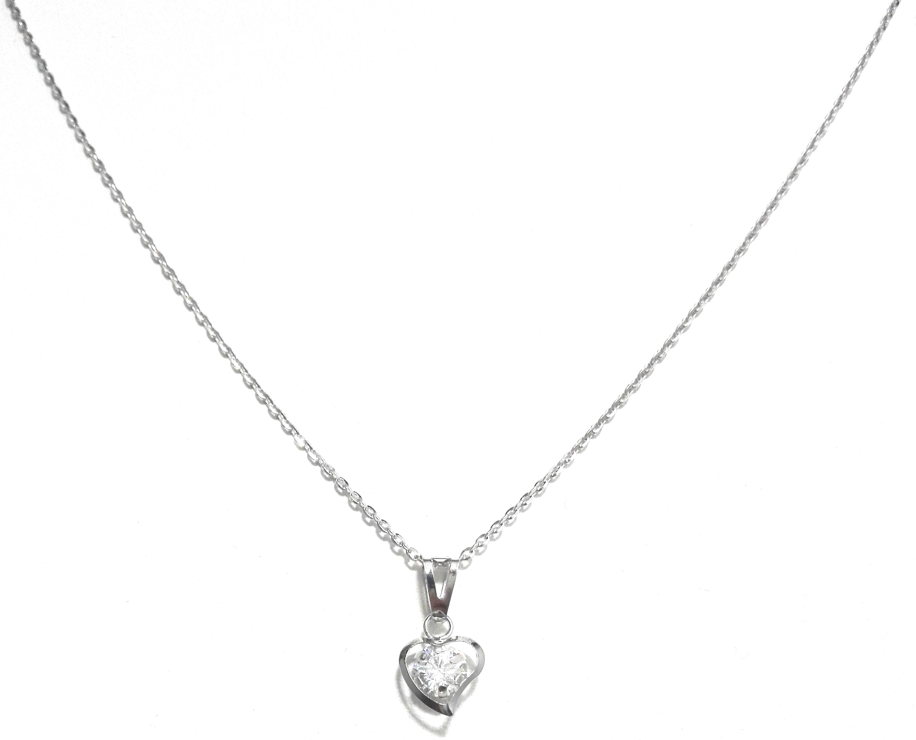 Collana con pendente a cuore donna Damiata Gioielli in oro biaco e zircone 94/9/102+321/102