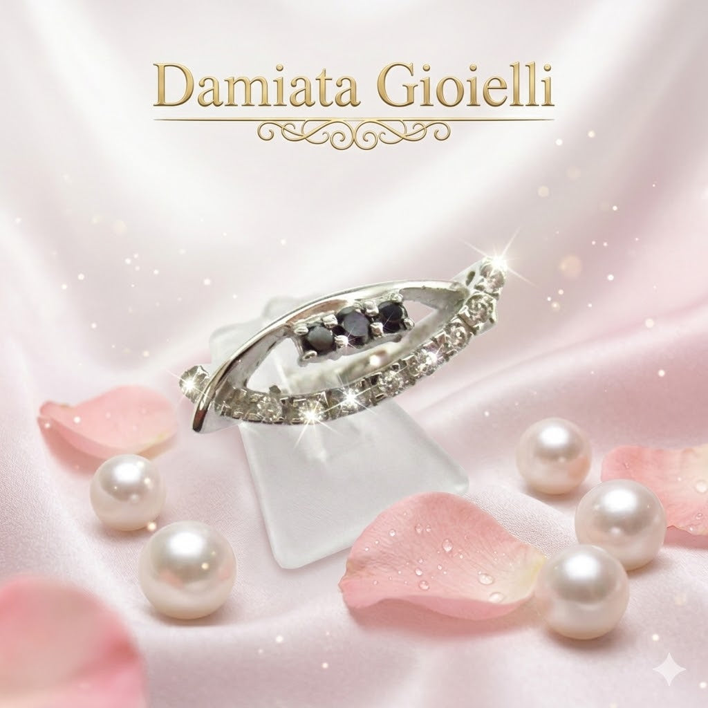 Anello fantasia donna Damiata Gioielli in oro bianco e zirconi 980/102