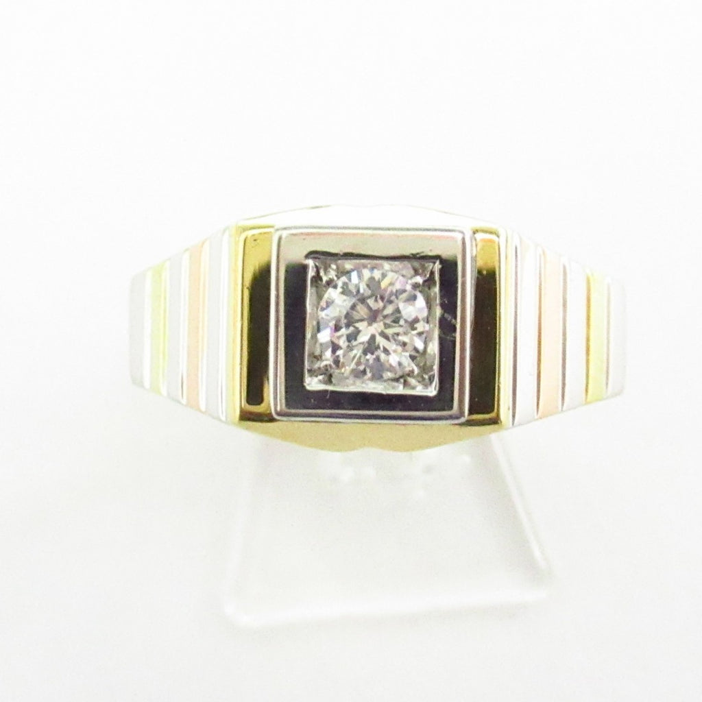Anello uomo Damiata Gioielli in oro bianco e giallo con zircone 981/102/2
