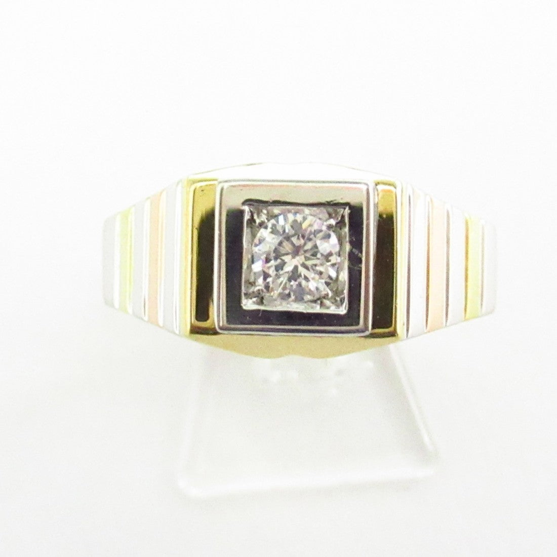 Anello uomo Damiata Gioielli in oro bianco e giallo con zircone 981/102/2