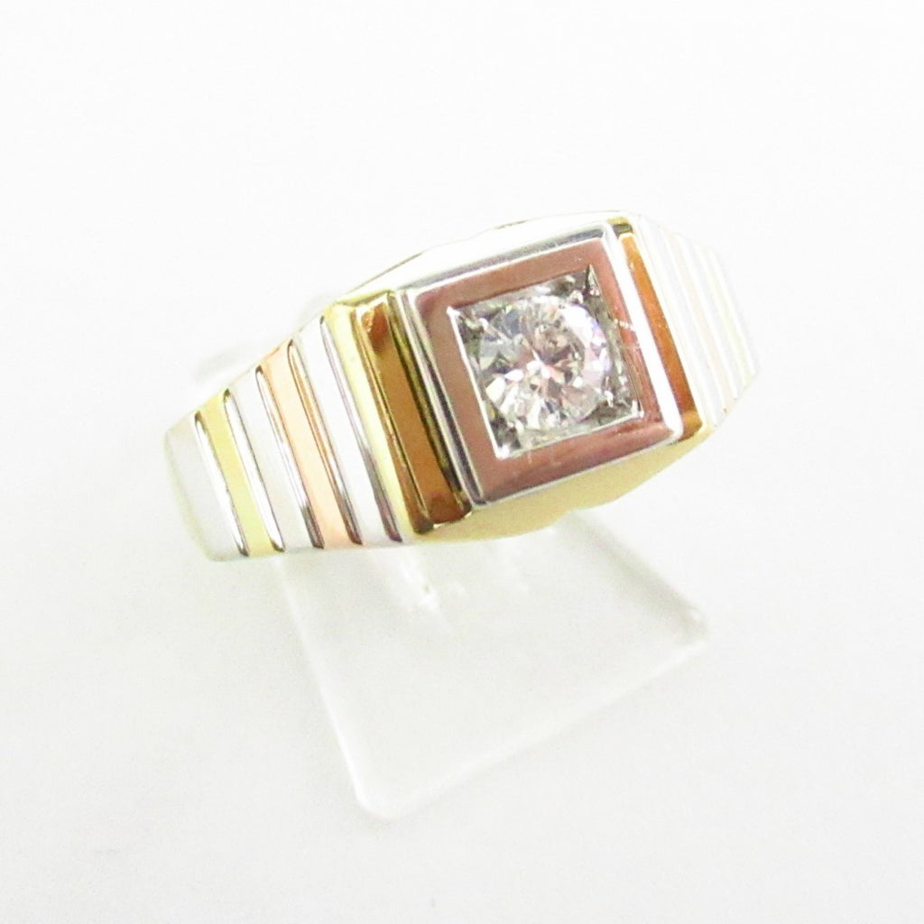 Anello uomo Damiata Gioielli in oro bianco e giallo con zircone 981/102/2