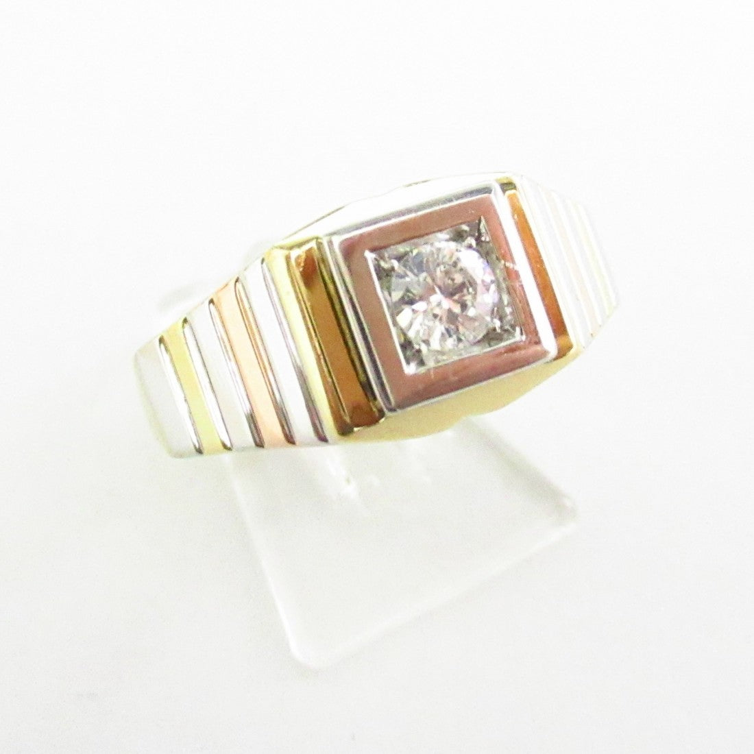 Anello uomo Damiata Gioielli in oro bianco e giallo con zircone 981/102/2