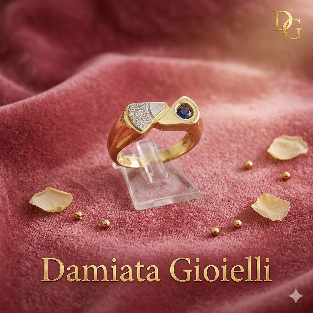 Anello uomo Damiata Gioielli in oro giallo e bianco con zircone 985/102