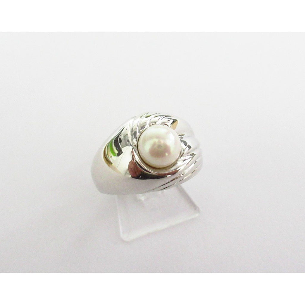 Anello fantasia donna Damiata Gioielli in oro bianco con perla 985/102/1