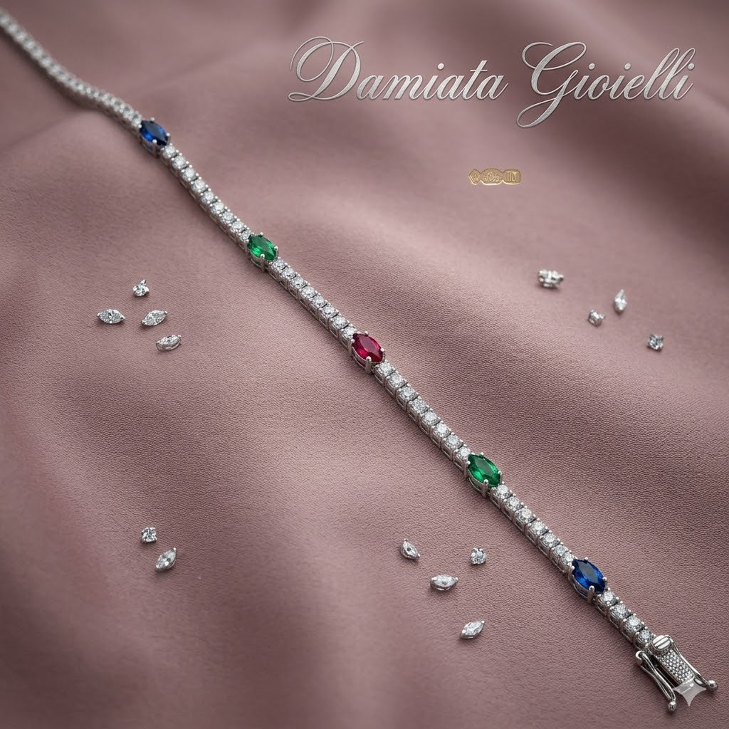 Bracciale tennis donna Damiata Gioielli in oro bianco e zirconi 988/5/102