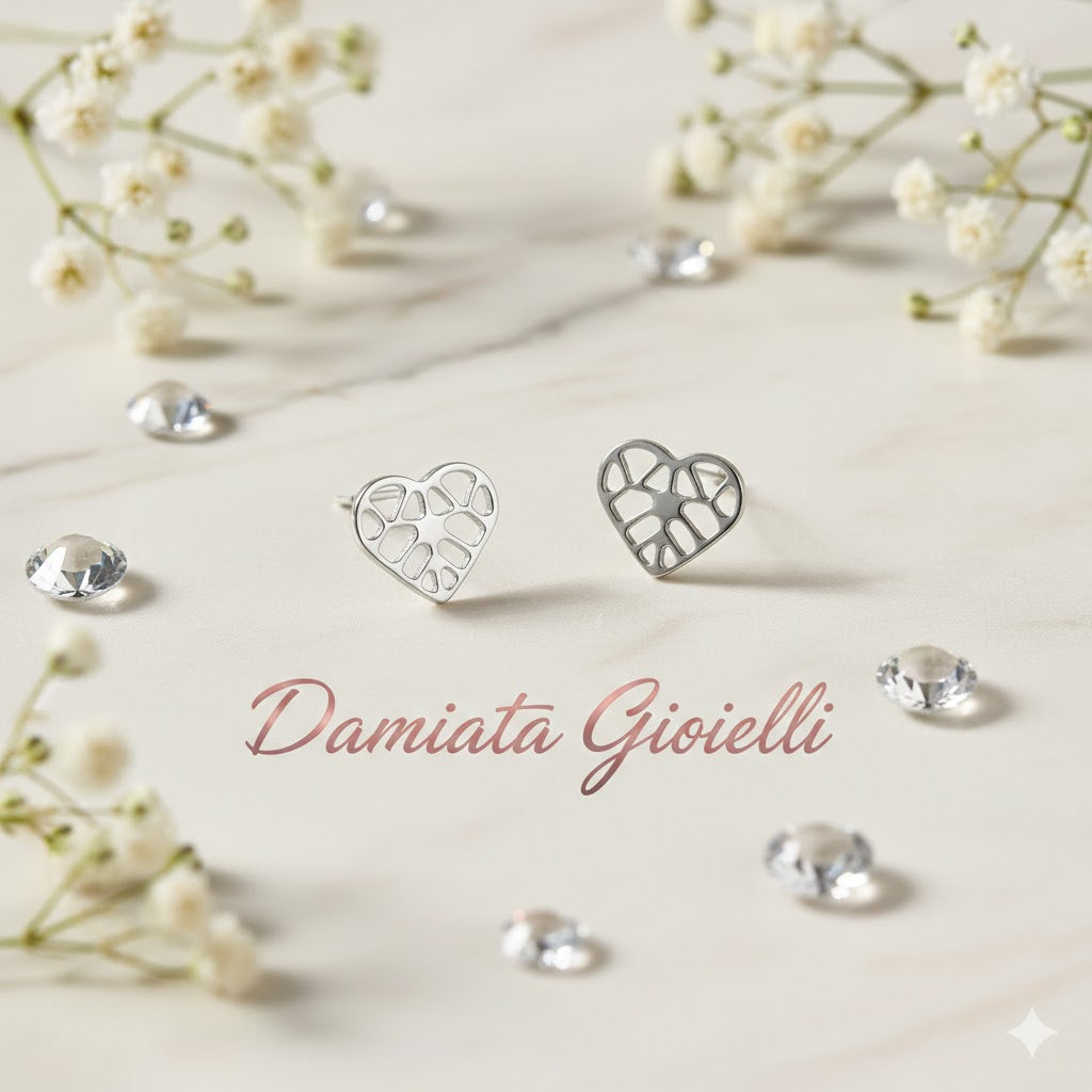 Orecchini a cuore bambina Damiata Gioielli in oro bianco 98/9/102