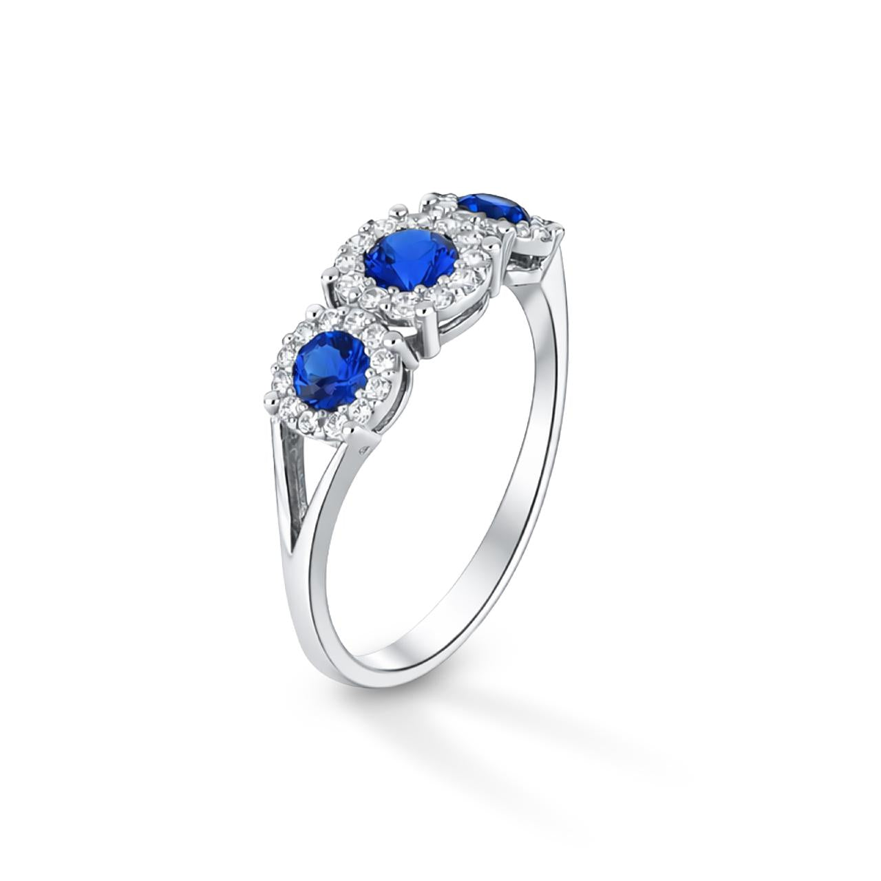Anello trilogy donna IGOLD in oro bianco con zirconi bianchi e blu ref. A1U1Z1