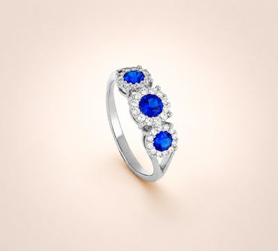 Anello trilogy donna IGOLD in oro bianco con zirconi bianchi e blu ref. A1U1Z1