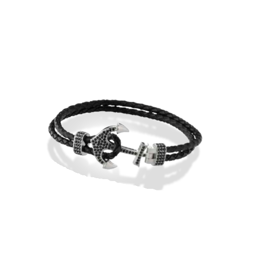 Bracciale unisex 1ONE in acciaio e zirconi neri A2444