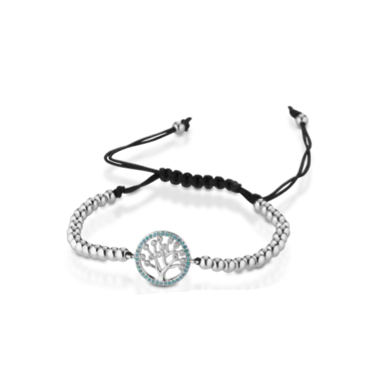Bracciale Albero della Vita donna 1ONE in acciaio, corda e zirconi A2580