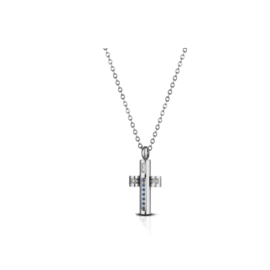 Collana uomo 1ONE con pendente a croce e zirconi A2619