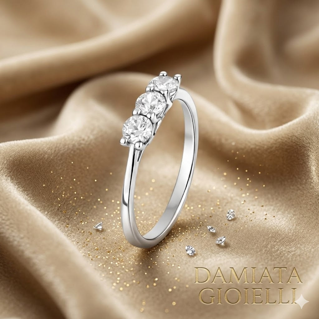 Anello trilogy donna IGOLD in oro bianco e zirconi ref. A3E1B1