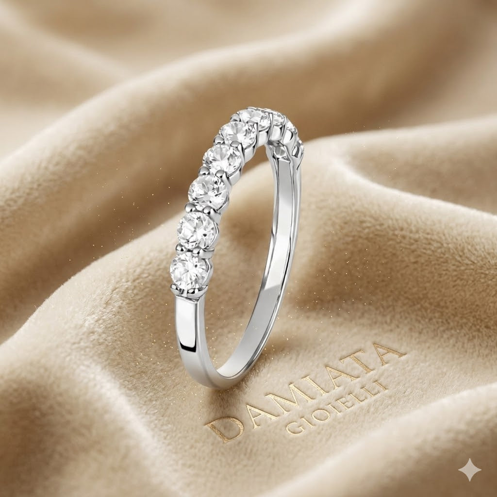 Anello mezza veretta donna IGOLD in oro bianco e zirconi ref. A491B1