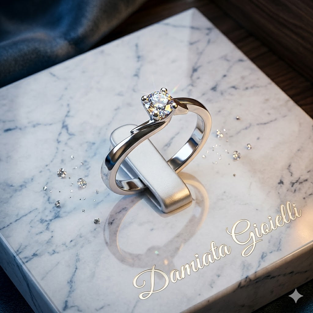 Anello solitario donna Giorgio Visconti in oro bianco e diamante AB13614