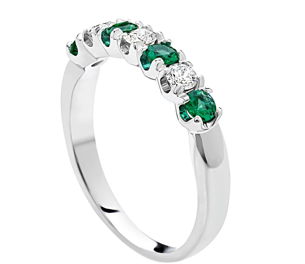 Anello donna Giorgio Visconti in oro bianco, diamanti e smeraldi AB14136AS
