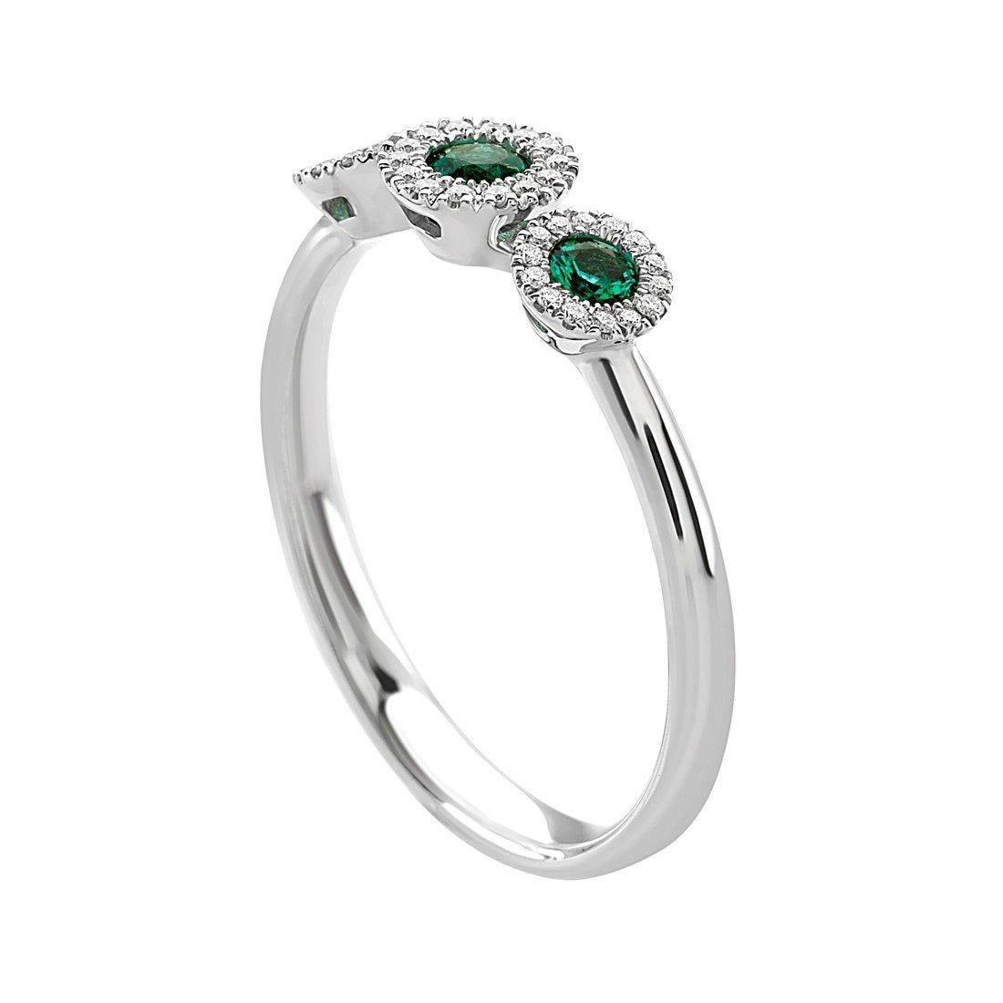 Anello donna Giorgio Visconti in oro bianco, diamanti e smeraldi AB15103S