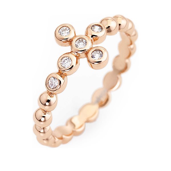 Anello Amen donna collezione "ROSARI" in Argento rosè e zirconi bianchi ABORB-12