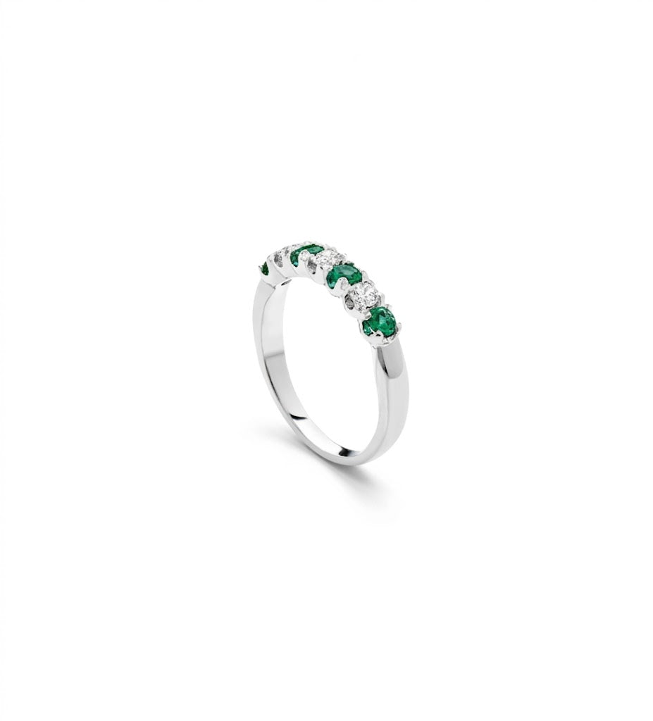 Anello donna Giorgio Visconti in oro bianco, diamanti e smeraldi ABX14136AS