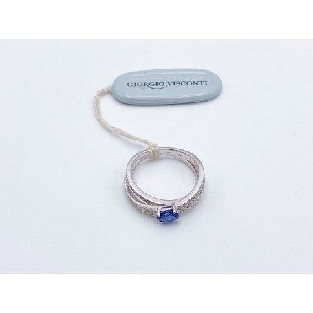 Anello donna Giorgio Visconti in oro bianco, diamanti e zaffiro ABX14145Z