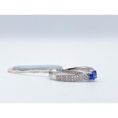 Anello donna Giorgio Visconti in oro bianco, diamanti e zaffiro ABX14145Z