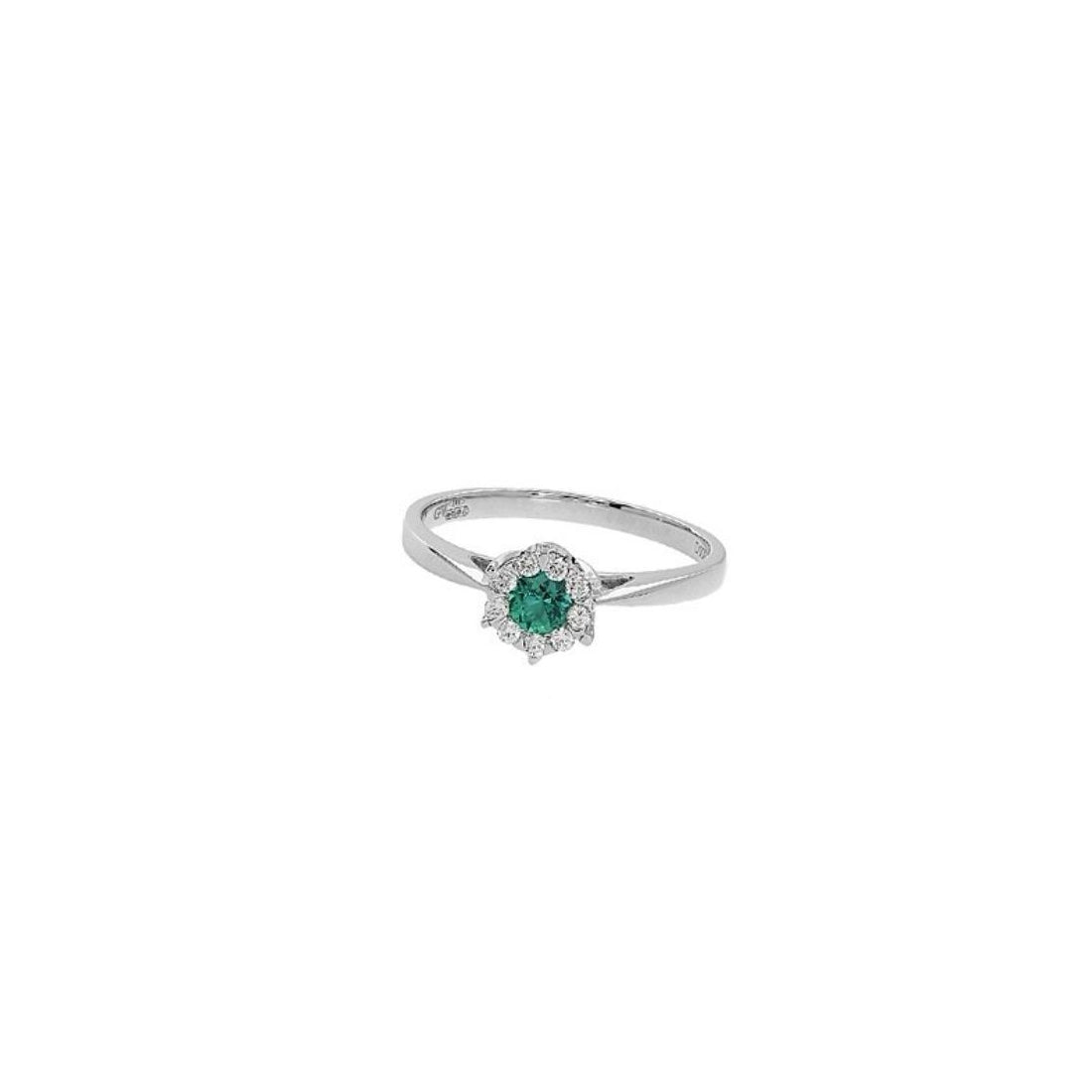 Anello donna Giorgio Visconti in oro bianco, diamanti e smeraldo ABX15057S