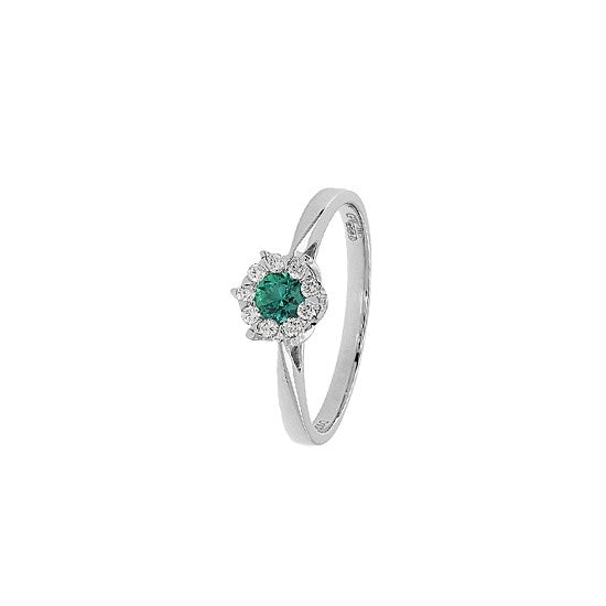 Anello donna Giorgio Visconti in oro bianco, diamanti e smeraldo ABX15057S