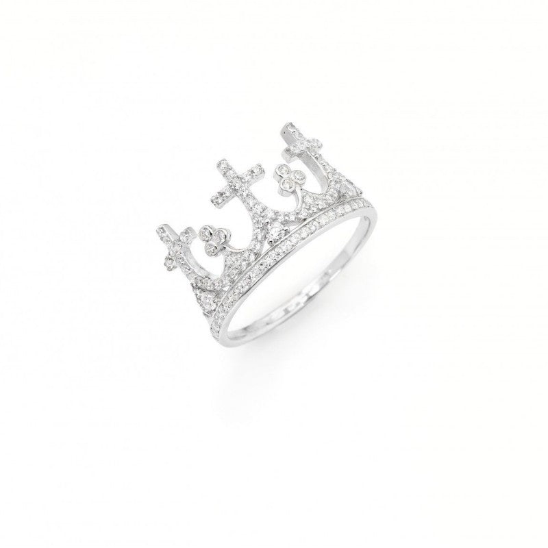 Anello corona Amen donna in argento e zirconi bianchi AC3-12