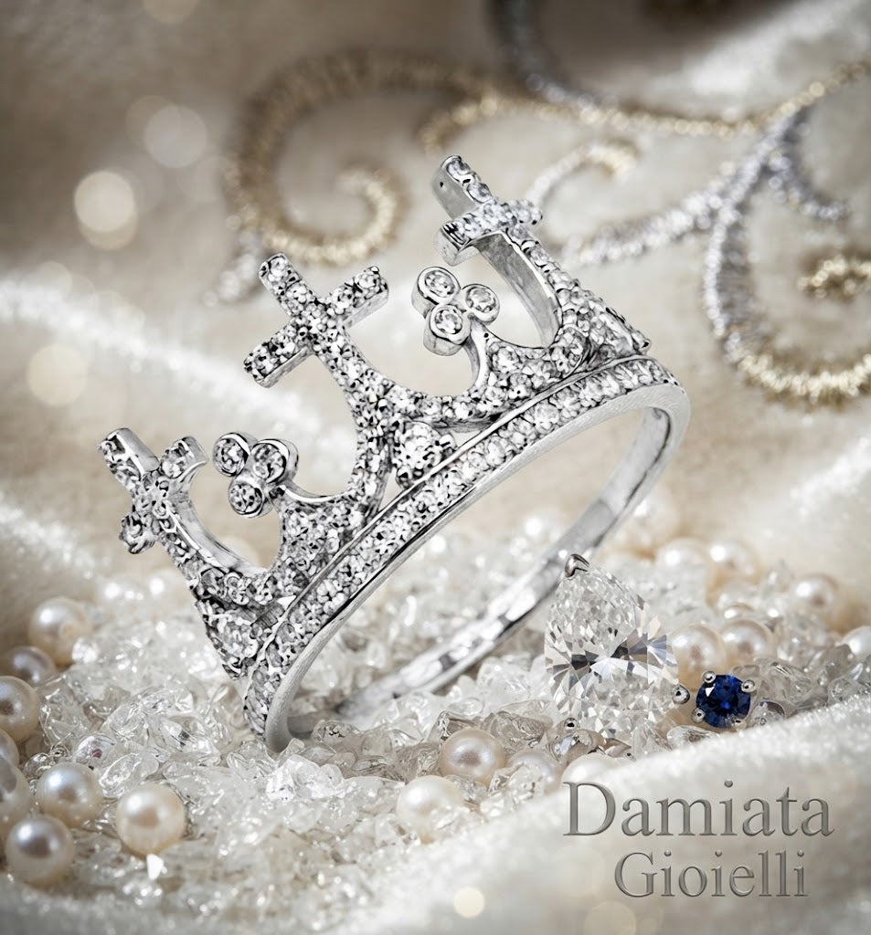 Anello corona Amen donna in argento e zirconi bianchi ref. AC3-12