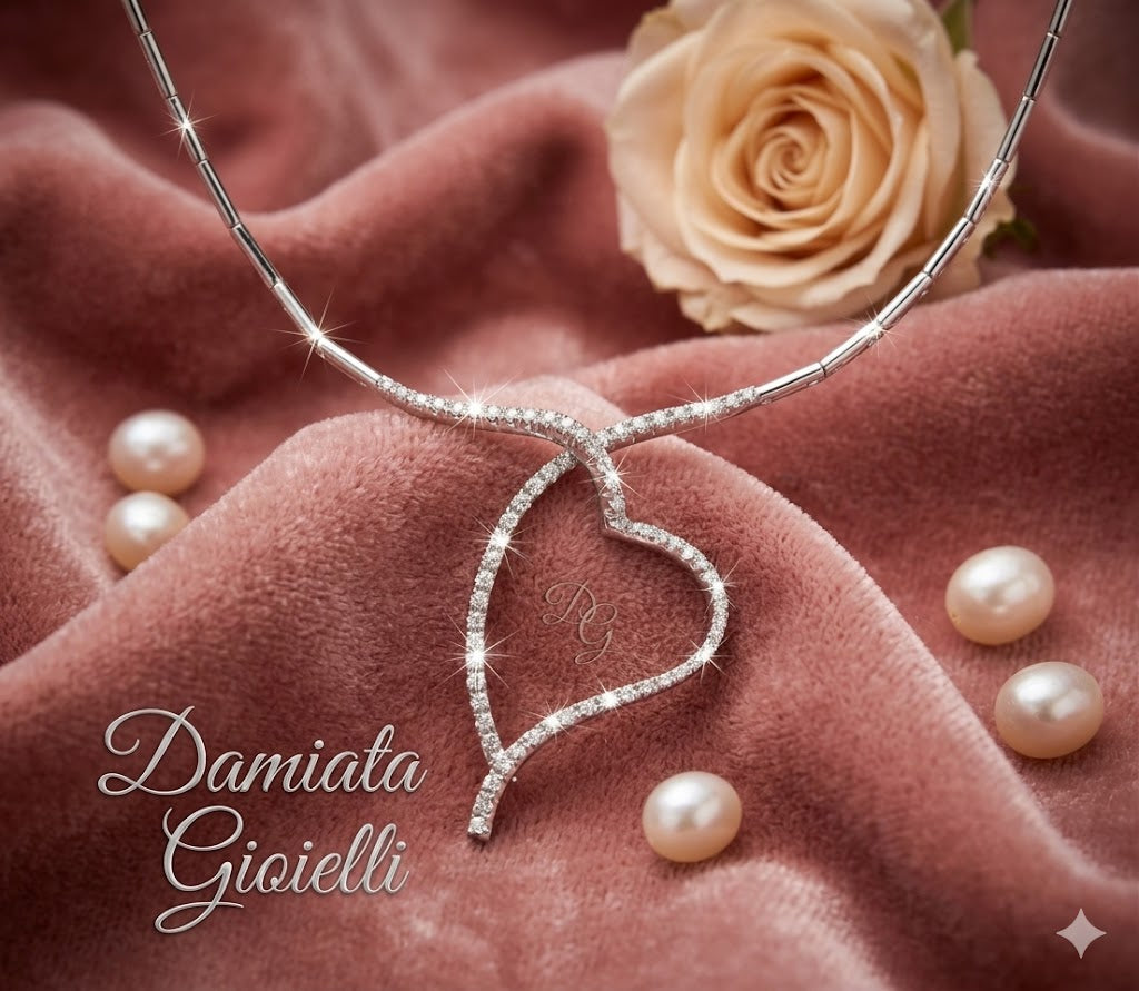 Collana cuore donna Recarlo in oro bianco e diamanti AC407/B