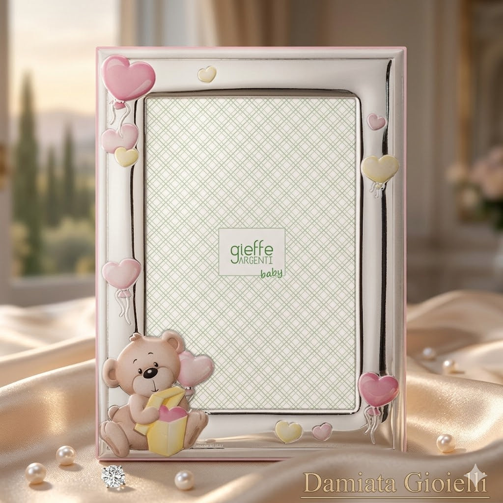 Cornice portafoto bambina Gieffe in argento misure 6x9 cm. AEGF0600.9R