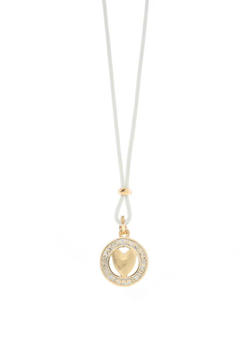 Collana Agios donna in argento dorato e corda bianca AGI154/C-PEC-OB