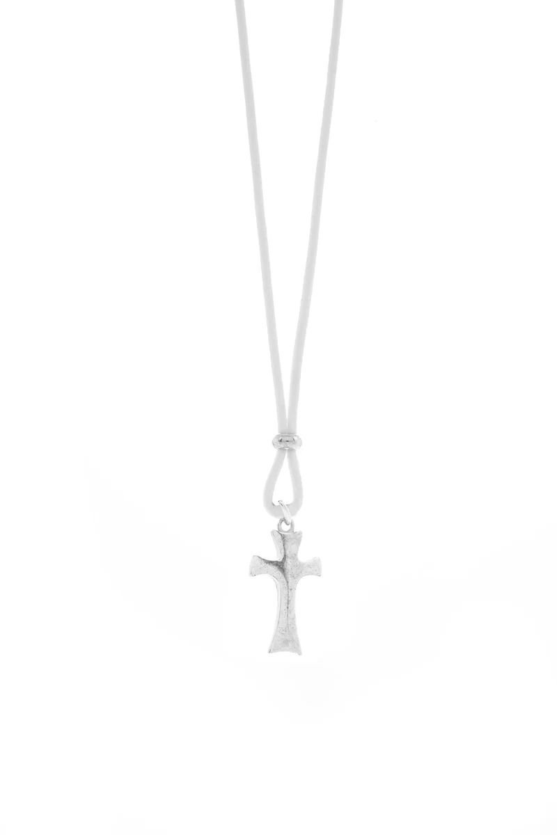 Collana unisex Agios in argento e corda bianca AGI156/C-A