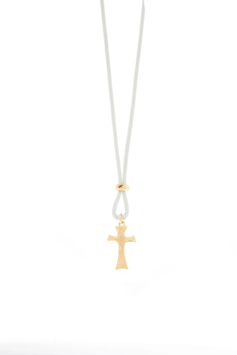 Collana Agios unisex in corda bianca e argento dorato AGI156/C-O