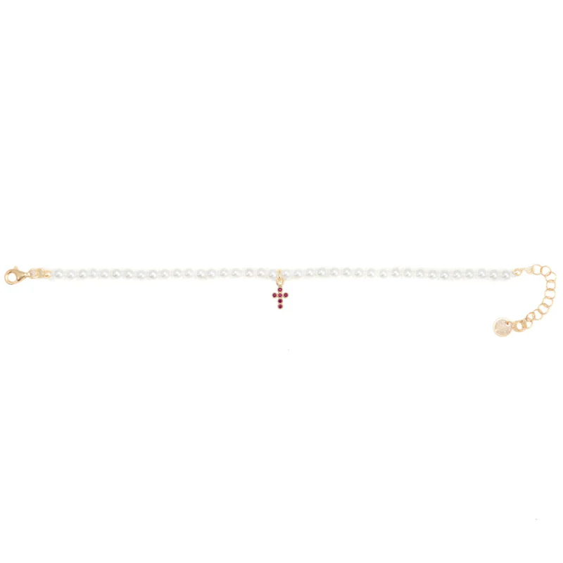 Bracciale Agios donna in argento, perle e zirconi rossi AGI309/B-ZR