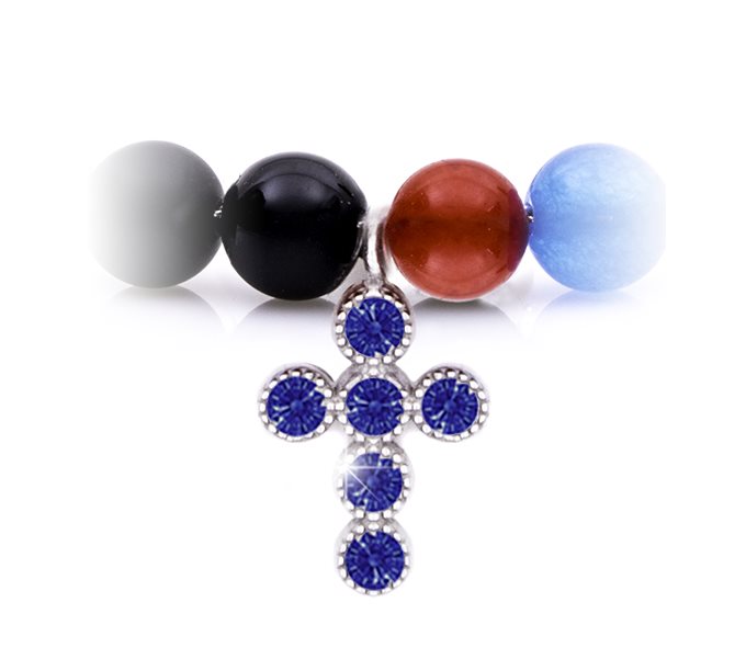 Bracciale Agios donna "IESUS" in argento e zirconi blu AGI1000/B-ZZ