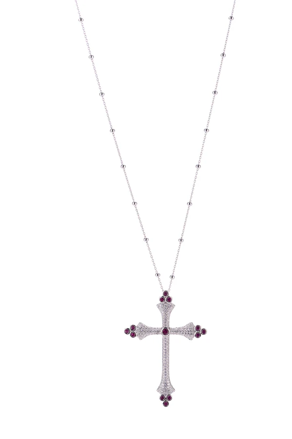 Collana Agios donna in argento e zirconi bianchi e bordeaux AGI293/C-ZR
