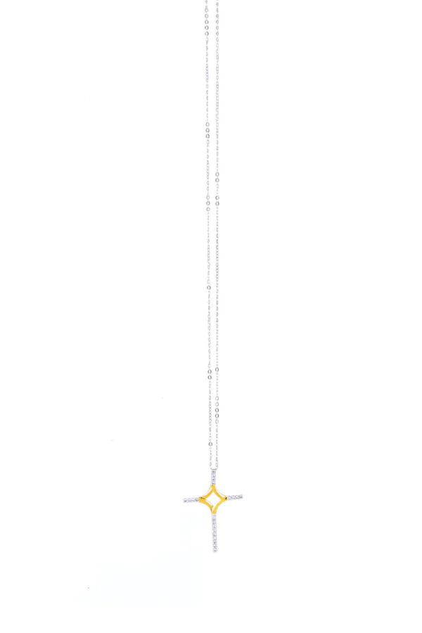 Collana Agios donna in argento bicolore e Zirconi bianchi AGI294/C