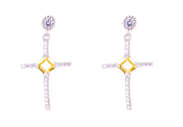 Orecchini Agios Donna in argento bicolore e zirconi AGI294/O