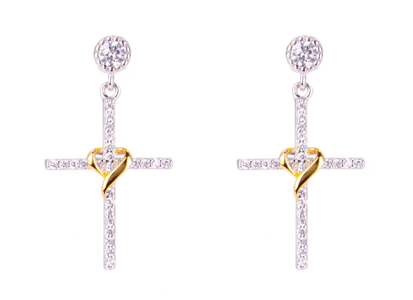Orecchini Agios donna in argento bicolore e zirconi AGI295/O