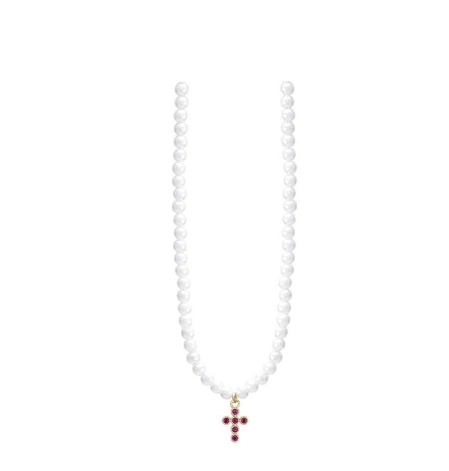 Collana Agios donna in argento, perle e zirconi AGI309/C-ZR