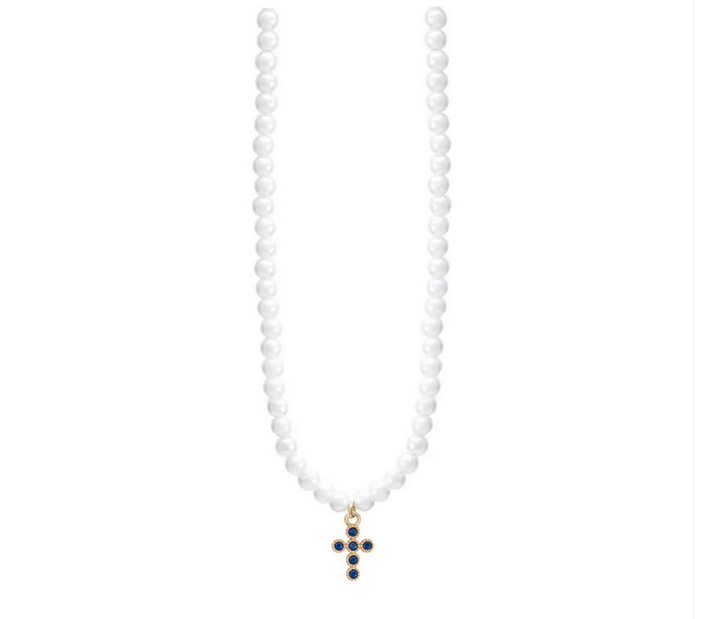 Collana Agios donna filo di perle e zirconi blu AGI309/C-ZZ