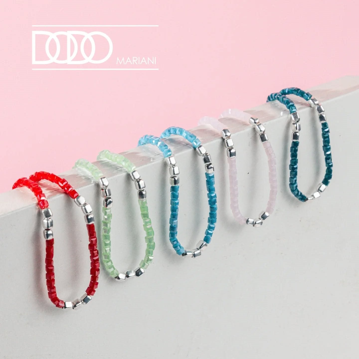Bracciale donna Dodo Mariani in argento e cristalli rossi, lunghezza 18 cm. AI105RO