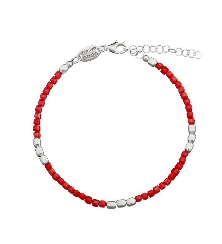 Bracciale donna Dodo Mariani in argento e cristalli rossi, lunghezza 18 cm. AI105RO