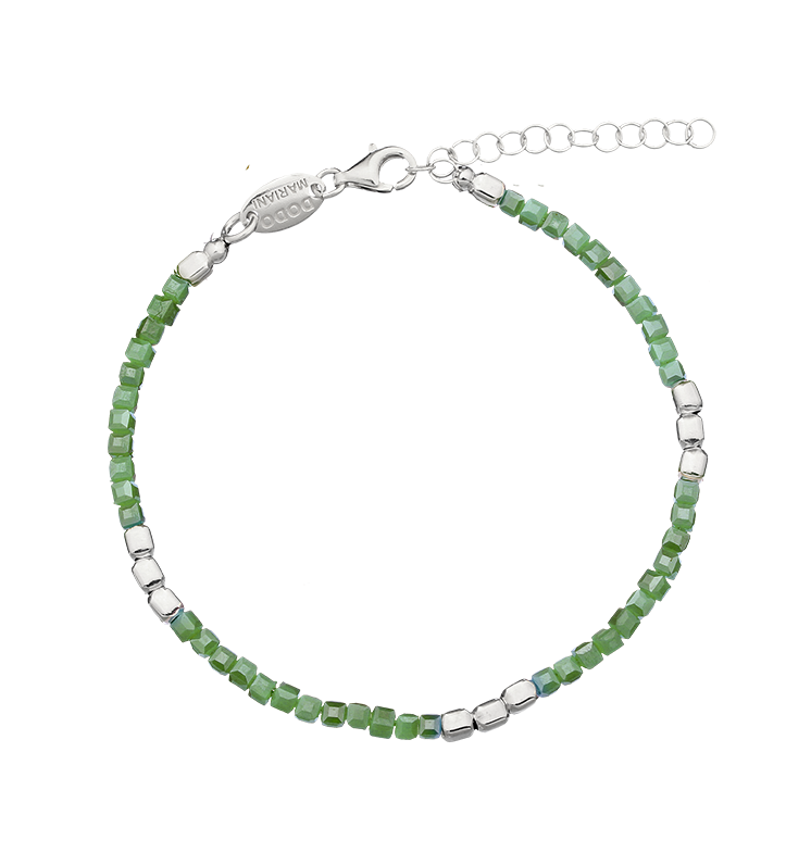 Bracciale Dodo Mariani donna in argento e cristalli verdi, lunghezza 18 cm. AI105VE