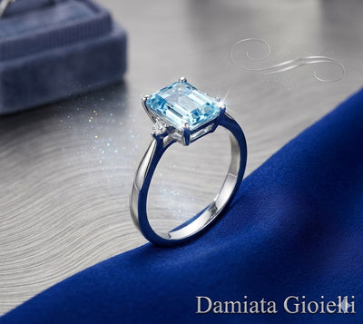 Anello donna Lucciole Gioielli in oro bianco, diamanti e topazio AN18KT2QSI