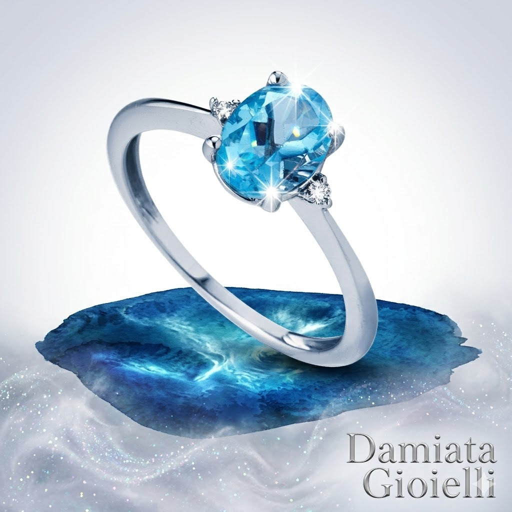 Anello donna Lucciole Gioielli in oro bianco, diamanti e topazio AN18KT30SI