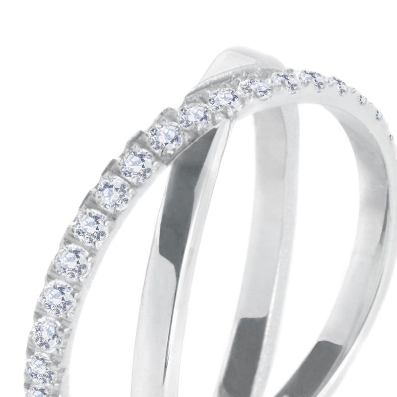 Anello incrociato unisex Marlù in acciaio e zirconi bianchi 31AN0014W-20