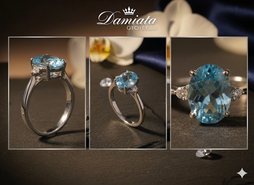 Anello donna Lucciole Gioielli in oro bianco, diamanti e topazio AN9KT/2O
