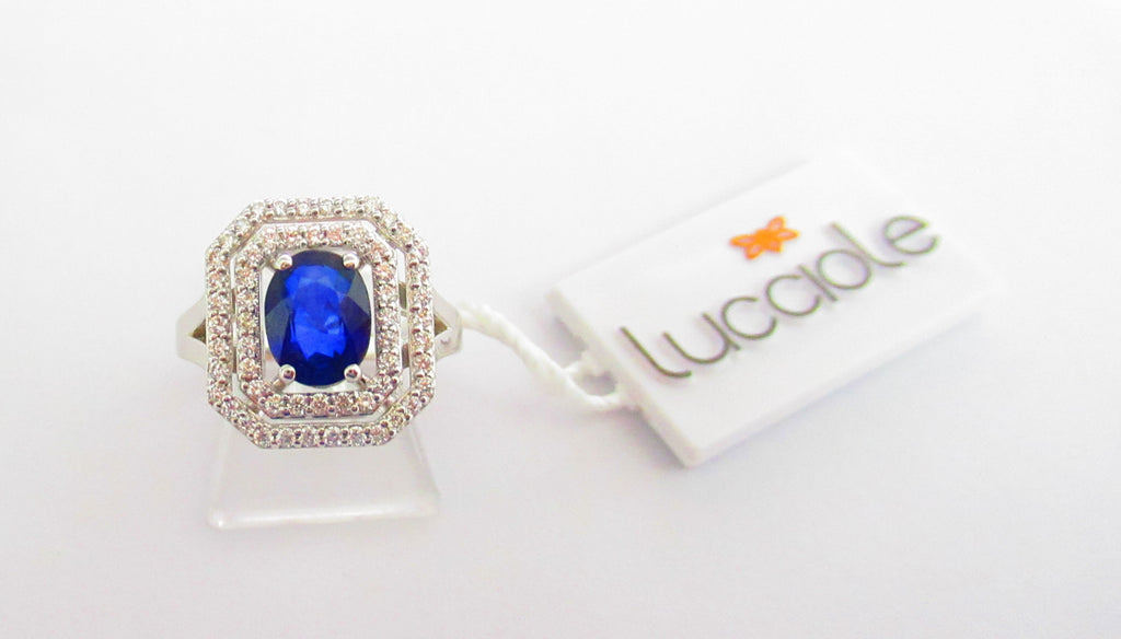 Anello donna Lucciole Gioielli in oro bianco, diamanti e zaffiro ANARTEOT/3Z
